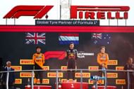 Max Verstappen of Red Bull Racing, Lando Norris of <a href='https://www.sportskeeda.com/team/mclaren-honda' target='_blank' rel='noopener noreferrer'>McLaren</a>, and Oscar Piastri of McLaren on the podium during the F1 Grand Prix of Italy at Autodromo Nazionale Monza on September 7th, 2025 in Monza, Italy - Source: Getty Images